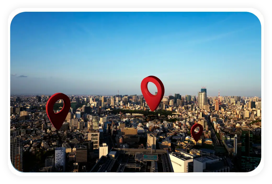 Location symbol with landscape background